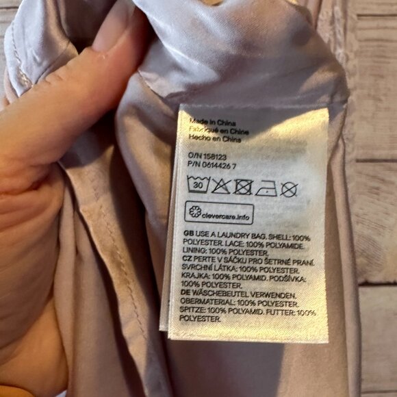 H&M Plus Size 24 Lavender Chiffon Halter Dress Open Back Lace A-Line Formal - Picture 9 of 12